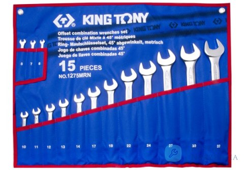 ZESTAW KLUCZY PŁASKO-OCZKOWYCH ODGIĘTYCH 15cz. 6 - 32mm, ETUI King Tony ZESTAW KLUCZY PŁASKO-OCZKOWYCH ODGIĘTYCH 15cz. 6 - 32mm, ETUI King Tony