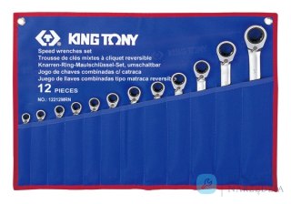 ZESTAW KLUCZY PŁASKO-OCZKOWYCH Z GRZECHOTKĄ DWUKIERUNKOWĄ 12cz. 8 - 24mm, ETUI King Tony