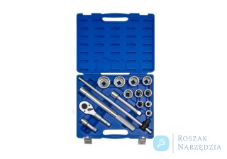 ZESTAW NASADEK 3/4" 14cz. KRÓTKIE 12-kąt. 22-50mm Z GRZECHOTKĄ I AKCESORIAMI, WALIZKA King Tony