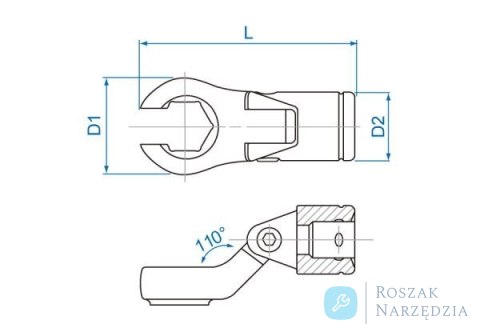 KLUCZ NASADOWY PRZEGUBOWY 3/8" DO PRZEWODÓW HAMULCOWYCH 11mm King Tony