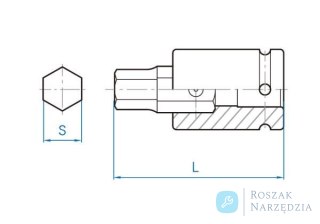 NASADKA UDAROWA Z KOŃCÓWKĄ HEX 3/4" 14mm x 77mm King Tony