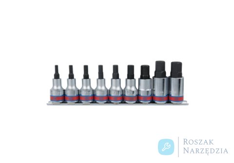 ZESTAW NASADEK Z KOŃCÓWKĄ HEX 1/2" 9 cz. KRÓTKIE 3/16" - 5/8" ZESTAW NA SZYNIE King Tony ZESTAW NASADEK Z KOŃCÓWKĄ HEX 1/2" 9 cz. KRÓTKIE 3/16" - 5/8" ZESTAW NA SZYNIE King Tony