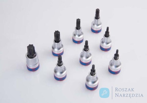 ZESTAW NASADEK Z KOŃCÓWKĄ TORX 1/2" 9 cz. KRÓTKIE T20 - T60 ZESTAW NA SZYNIE King Tony ZESTAW NASADEK Z KOŃCÓWKĄ TORX 1/2" 9 cz. KRÓTKIE T20 - T60 ZESTAW NA SZYNIE King Tony