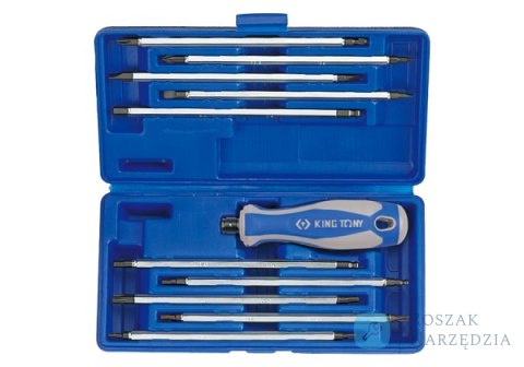 ZESTAW WKRĘTAKÓW Z WYMIENNYMI GROTAMI 11 cz. MIX: TORX, HEX, PŁASKIE, PH, PZ King Tony ZESTAW WKRĘTAKÓW Z WYMIENNYMI GROTAMI 11 cz. MIX: TORX, HEX, PŁASKIE, PH, PZ King Tony