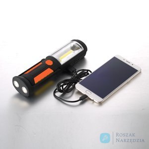 LATARKA COB LED+ 5LED + ŁADOWARKA SIECIOWA