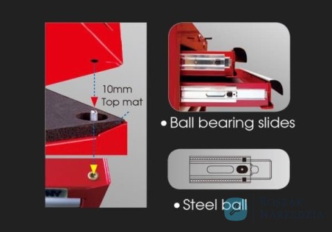 SKRZYNKA WARSZTATOWA 3 SZUFLADY (BEZ NARZĘDZI) - CZERWONY, PROWADNICE KULKOWE King Tony