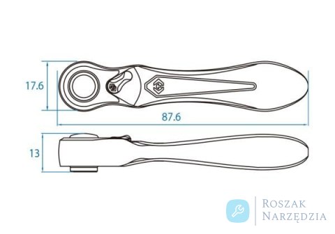 GRZECHOTKA MINI 1/4" 60 ZĘBÓW Z UCHWYTEM DO BITÓW 1/4" 87.6mm + UCHWYT 1/4 King Tony