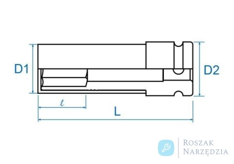 NASADKA DŁUGA UDAROWA CIENKOŚCIENNA Z TULEJĄ ZABEZPIECZAJĄCĄ 1/2" 19mm x 80mm, 6-kąt, DO ALUFELG King Tony