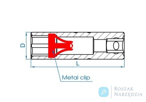 NASADKA DO ŚWIEC 1/2" 14mm x 70mm 12-kąt. WKŁADKA Z METALOWYM KLIPSEM King Tony