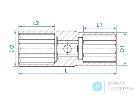 NASADKA UDAROWA DWUSTRONNA 1/2" 21mm / 22mm x 77mm, 6-kąt King Tony