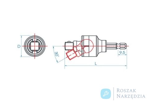 PRZEGUB KULOWY DO NASADEK 1/2" DO WKRĘTAREK 1/4" x 85mm King Tony