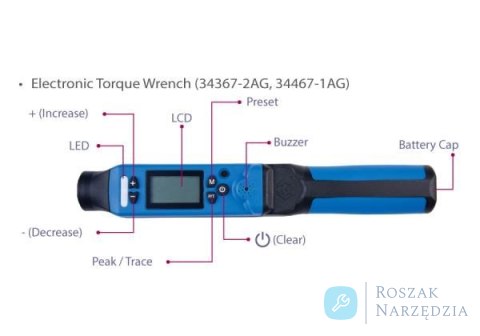 CYFROWY KLUCZ DYNAMOMETRYCZNY 3/8" 27 - 135Nm, 36 ZĘBÓW King Tony