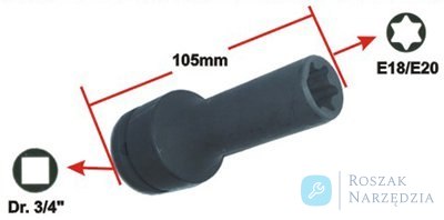 NASADKA UDAROWA 3/4" TORX E20, DŁUGA 105mm (MAN, CYLINDER HGV) H.C.B NASADKA UDAROWA 3/4" TORX E20, DŁUGA 105mm (MAN, CYLINDER HGV) H.C.B