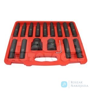 ZESTAW NASADEK 3/4" + 1" HEX, TORX, GWIAZDKOWE, 16 cz. H.C.B