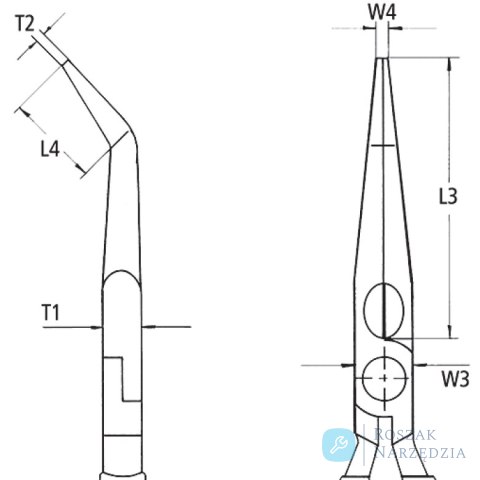 Szczypce tnące półokrągłe 26 27 200 (wydłużone typu „bociani dziób") KNIPEX Szczypce tnące półokrągłe 26 27 200 (wydłużone typu „bociani dziób") KNIPEX