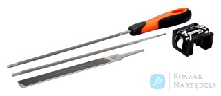 Zestaw pilników łańcuchowych okrągłych 200 mm z rękojeścią Ergo+ i ostrzałką, średnica 4.0 mm, dla pił 3/8" RG BAHCO