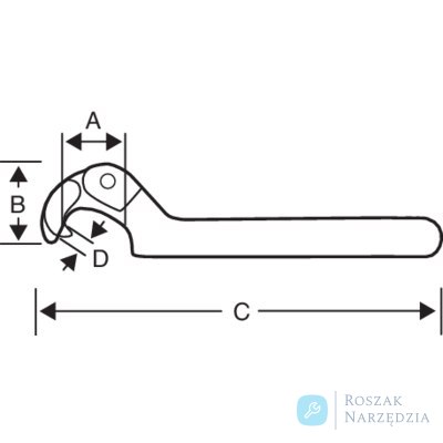 Klucz hakowy przegubowy 165-230 mm z czopem 10 mm BAHCO