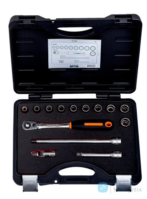 Zestaw nasadek 1/2", 14 sztuk, 10-19 mm, w metalowym pudełku BAHCO Zestaw nasadek 1/2", 14 sztuk, 10-19 mm, w metalowym pudełku BAHCO