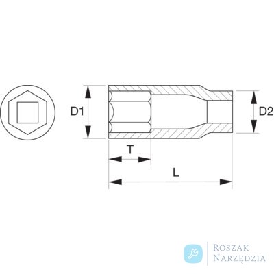 Nasadka 6-kątna głęboka 1/4" cienkościenna 1/8" BAHCO