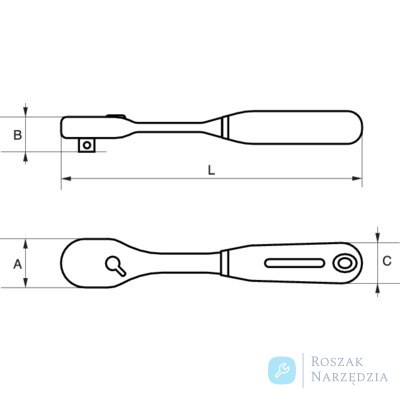 Grzechotka dwukierunkowa 1/2", 72 zęby, smukła głowica, 5° min kąt obrotu BAHCO