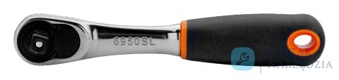 Grzechotka dwukierunkowa 1/4", 72 zęby, 5° kąt, smukła i cienka głowica BAHCO Grzechotka dwukierunkowa 1/4", 72 zęby, 5° kąt, smukła i cienka głowica BAHCO