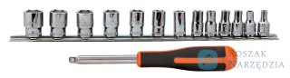 Nasadki 6-kątne 6700SM 13 sztuk na szynie RAIL-187 BAHCO