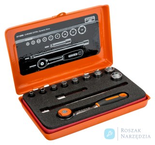 Zestaw nasadek 1/4", 12 części, Metalowa skrzynka BAHCO