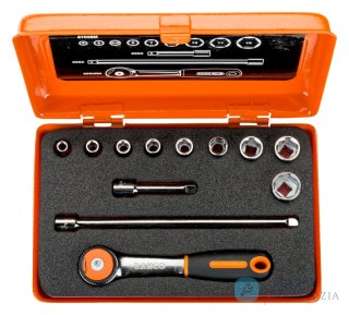 Zestaw nasadek 1/4", 12 części, Metalowa skrzynka BAHCO