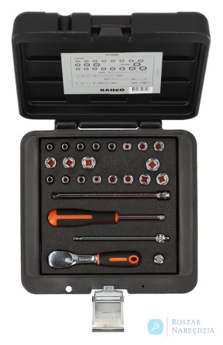 Zestaw nasadek 1/4", 25 sztuk, metalowa skrzynka BAHCO
