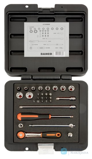 Zestaw nasadek 1/4" w metalowej kasetce z wytłoczką polerowane BAHCO