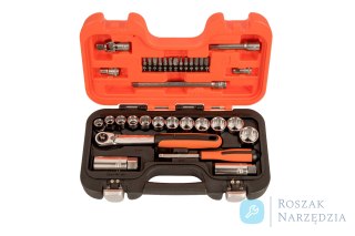 Zestaw nasadek 1/4"&1/2" 34-elementowy z grzechotką SLIM BAHCO