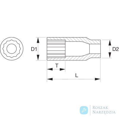 Nasadka 1/2" 6-kątna 1.1/2" wydłużona BAHCO Nasadka 1/2" 6-kątna 1.1/2" wydłużona BAHCO