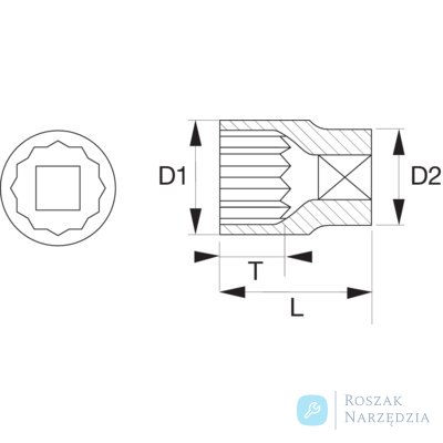 Nasadka 1/4" 12-kątna 10 mm cienkościenna SB BAHCO