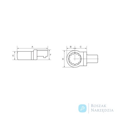 Końcówka wtykowa 9x12 mm oczkowa 1/4" BAHCO