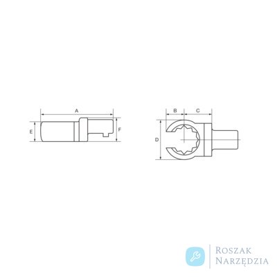 Końcówka wtykowa 9x12 mm oczkowa-otwarta 1/2" BAHCO