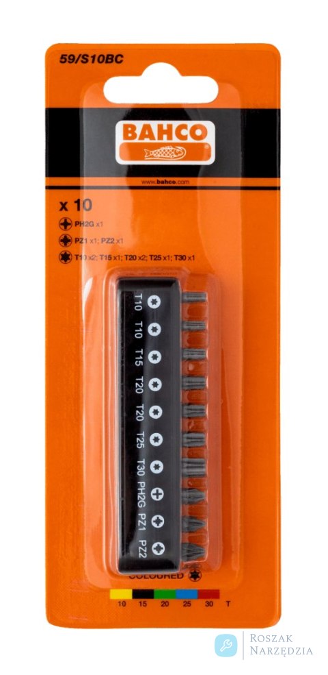 Zestaw wierteł do śrub 1/4" HEX PH/Pozidriv/TORX - 10 szt. BAHCO Zestaw wierteł do śrub 1/4" HEX PH/Pozidriv/TORX - 10 szt. BAHCO