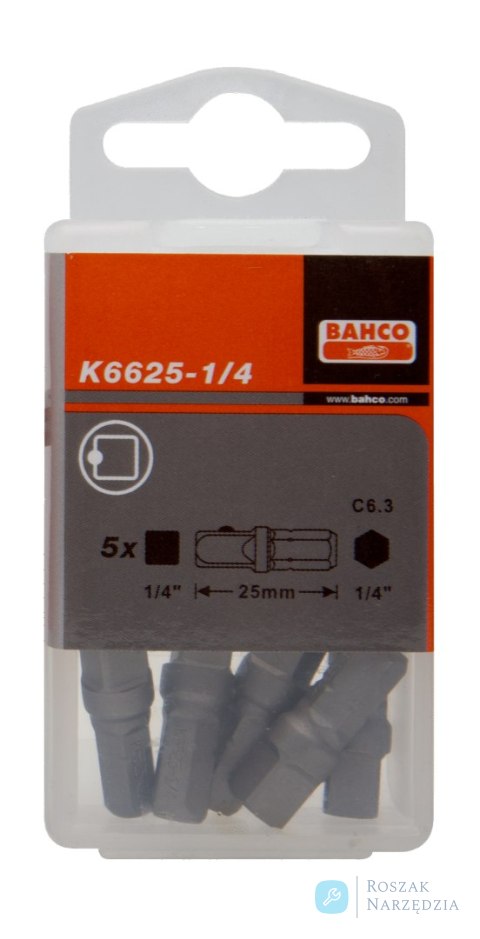 Adapter nasadki sześciokątnej 1/4" na kwadrat 1/4" 25 mm BAHCO