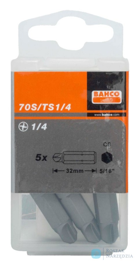 Bit udarowy 5/16" TORQ-SET 1/4" x 32 mm, 5 szt. BAHCO