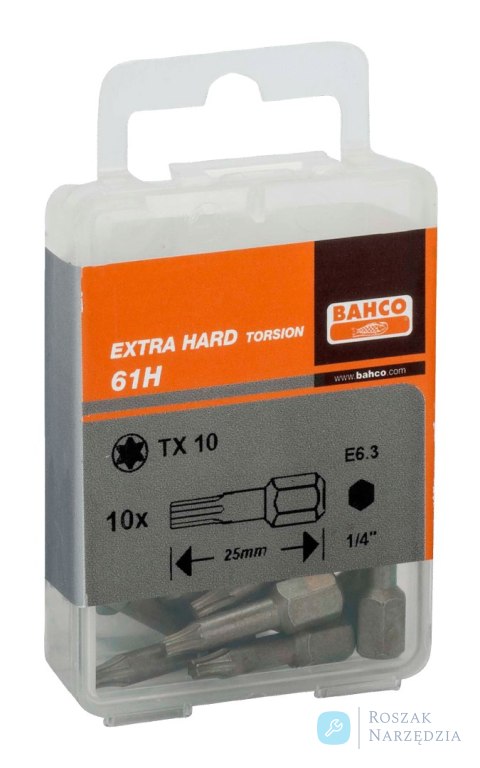 Bit utwardzony 1/4" Torsion do śrub TORX T20x25 mm, 10 szt. BAHCO Bit utwardzony 1/4" Torsion do śrub TORX T20x25 mm, 10 szt. BAHCO