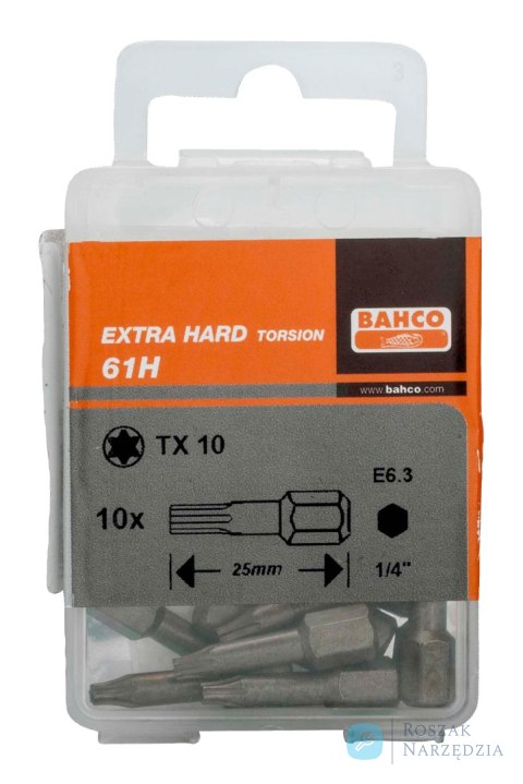 Bit utwardzony 1/4" Torsion do śrub TORX T20x25 mm, 10 szt. BAHCO Bit utwardzony 1/4" Torsion do śrub TORX T20x25 mm, 10 szt. BAHCO