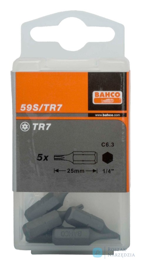 Bit 1/4" do śrub TORX, z otworem TR10x25 mm, 3 szt. BAHCO