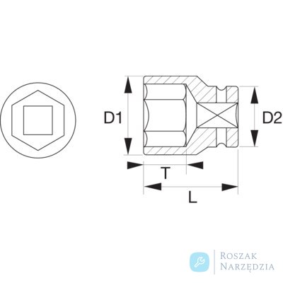 Nasadka udarowa 1/2" 6-kątna 1.1/8" BAHCO
