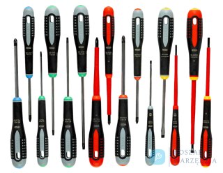 Zestaw wkrętaków ERGO, 15 szt., śruby płaskie, Phillips, Pozidriv, TORX BAHCO