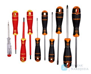 Zestaw wkrętaków BahcoFit Płaski/Phillips/Pozidriv/TORX® 10 sztuk z gumowym uchwytem BAHCO