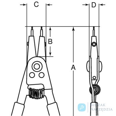 Szczypce do pierścieni osadczych 200 mm średnica 10-51 mm BAHCO
