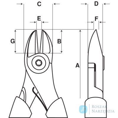 Ucinaki boczne ERGO, progresywne ostrze, 125 mm, Cu 3.5 mm, Fe+ 1.8 mm, drut fortepianowy 1.6 mm BAHCO