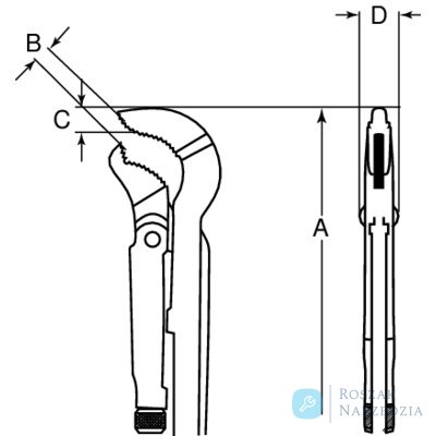 Klucz do rur 1.1/2" 45° żaba, szczęki półokrągłe BAHCO