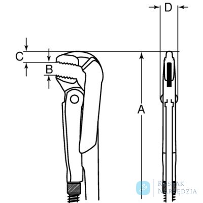 Klucz do rur 1.1/2" 90° żaba BAHCO