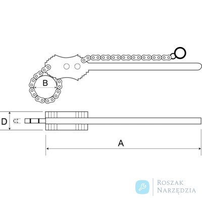 Klucz do rur z łańcuchem 350 mm średnica łańcucha 38 mm BAHCO