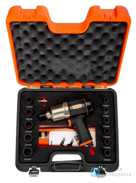 Zestaw narzędziowy 1/2" BP815 z nasadkami udarowymi 10-24 mm i złączem męskim 1/4" BAHCO
